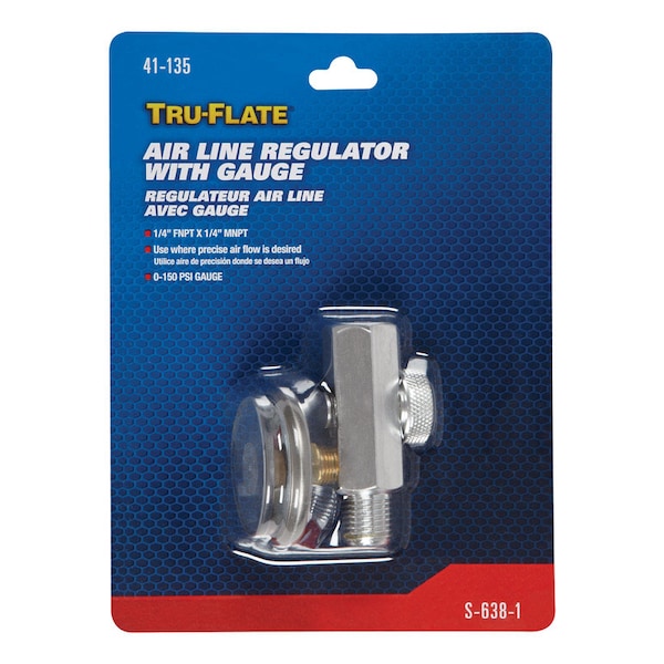 Tru-Flate Tru-Flate Steel Air Line Regulator with Gauge 1/4 in. NPT 150 psi 1 pc 41135 - main